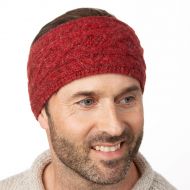 Pure wool - diamond cable headband - red pepper