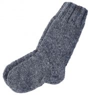 Pure wool - hand knit socks -  plain - mid grey