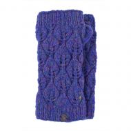 Fleece lined - leaf pattern -  wristwarmers - Blue Heather