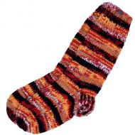 Pure wool - hand knit socks - Electric stripes - orange