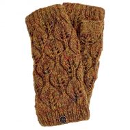 Fleece lined - leaf pattern -  wristwarmers - Gold Heather