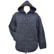Fleece lined - pure wool - hooded jacket - Charcoal