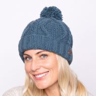 Pure Wool Celtic bobble hat - turn up - slate