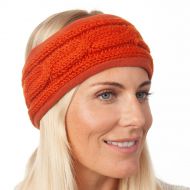 Pure Wool Fleece lined headband - cable -  ginger spice