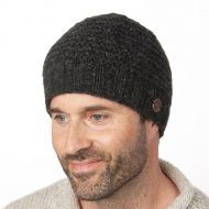 Pure Wool Half fleece lined - reverse ridge beanie - Charcoal