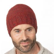 Pure Wool Half fleece lined - reverse ridge beanie - rust heather