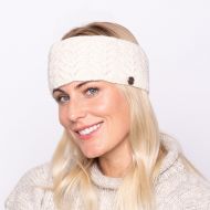 Pure Wool Hand knit - fir stitch headband - white