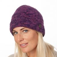 Pure Wool Two tone turn up beanie - berry/blue