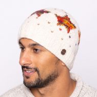 Pure Wool Hand knit - electric stars beanie - white