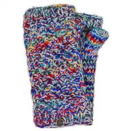 Hand knit - blackberry stitch - wristwarmer - white/multi coloured