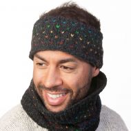 NAYA - pure wool fleece lined - rainbow tick headband - charcoal/rainbow