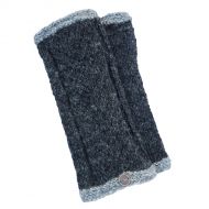 Hand knitted - lace edge wristwarmers - charcoal