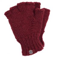 Pure Wool - Fingerless Gloves - Plain - Brick