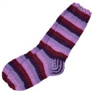 wool hand knit socks - Stripe - berries