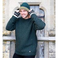 Pure wool - hand knit - cuff jumper - heather Pine