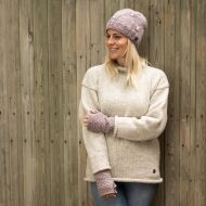 Pure new wool - hand knit jumper - Pale grey