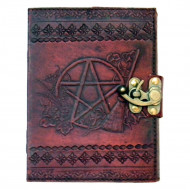 Leather Pentagram & Besom Book of Shadows Journal With Latch