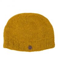 Hand knit - pure wool - plain beanie - mustard