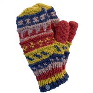 Fleece lined  mittens - patterned -  Mustard mix