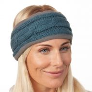 Pure Wool Fleece lined headband - cable -  slate