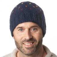 Pure Wool Half fleece lined - rainbow tick beanie - dark blue