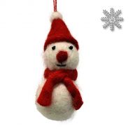 Felt - Christmas Decoration - Snowman - Red