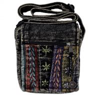 Hand embroidered - small bag - black