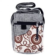 Small - cotton bag with printed fabric - cream/brown