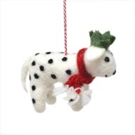 Handmade Christmas - Wool Felt Hanging Decoration - Dalmatian Dog