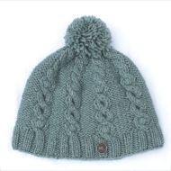 pure wool - sparkle cable bobble hat - silk grey