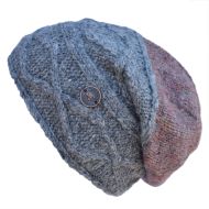Pure Wool Fjord slouch hat - mid grey/pale heather