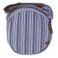 Medium Herringbone Circle Bag - Blue Cream