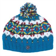 Pure Wool Hand knit - Norse Bobble Hat - Denim Blue