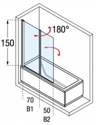 Novellini Aurora 2 Hinged 2 Panel Bath Screen