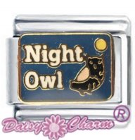 Night Owl Italian Charm for Classic size bracelet