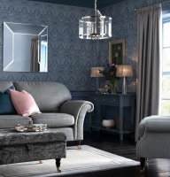 Laura Ashley Harrington 3lt Pendant Polished Nickel Glass