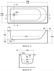 Ideal Standard Tesi 1700x 700mm Watersaving Idealform Bath