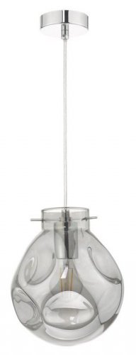 Dar Quinn Pendant Polished Chrome & Smoked