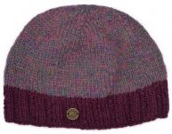 Pure Wool Heather border beanie - pink heather - deep berry border