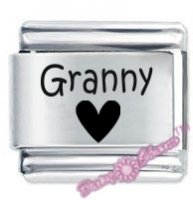 Granny Heart ETCHED Italian Charm