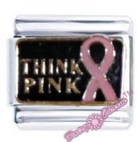 Think Pink Ribbon Italian Charm