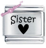 Sister Heart ETCHED Italian Charm