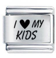 I Love (Heart) My Kids ETCHED Italian Charm