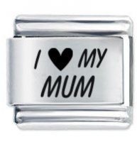 I Love (Heart) My Mum ETCHED Italian Charm