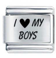 I Love (Heart) My Boys ETCHED Italian Charm