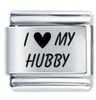 I Love (Heart) My Hubby ETCHED Italian Charm