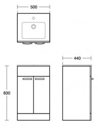 Ideal Standard Tempo Lava Grey 500mm Floorstanding 2 Door Vanity Unit