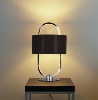 Searchlight Madrid LED Table Lamp Chrome & Opal with Black Shade