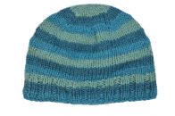 Children's Half fleece lined - beanie - aqua stripe