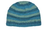 Children's Half fleece lined - beanie - aqua stripe